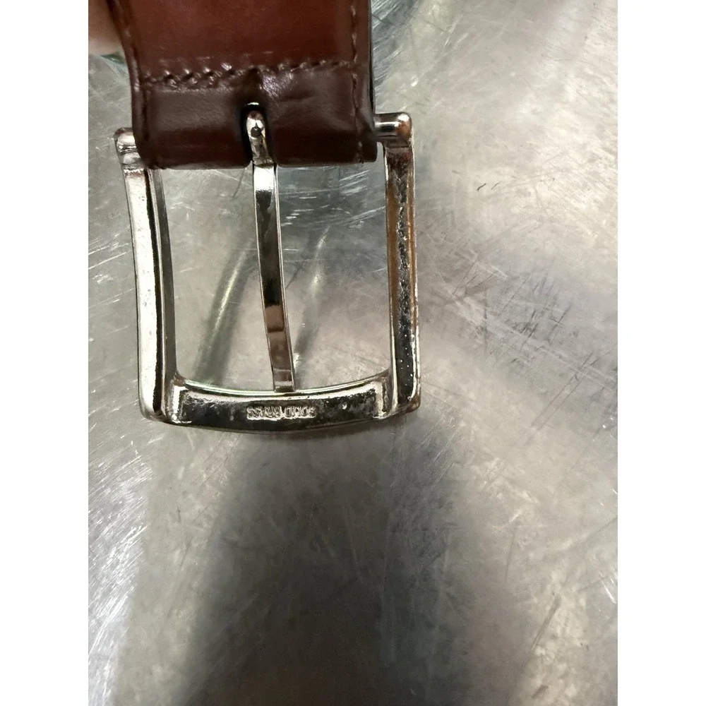 Allen Edmonds Brown Italian Saddle Leather Dress Belt Size 40 USA Brogue Trim